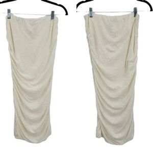Joe's Jeans Dress Linen Island‎ Beach Strapless Ruched Bodycon White Sz S